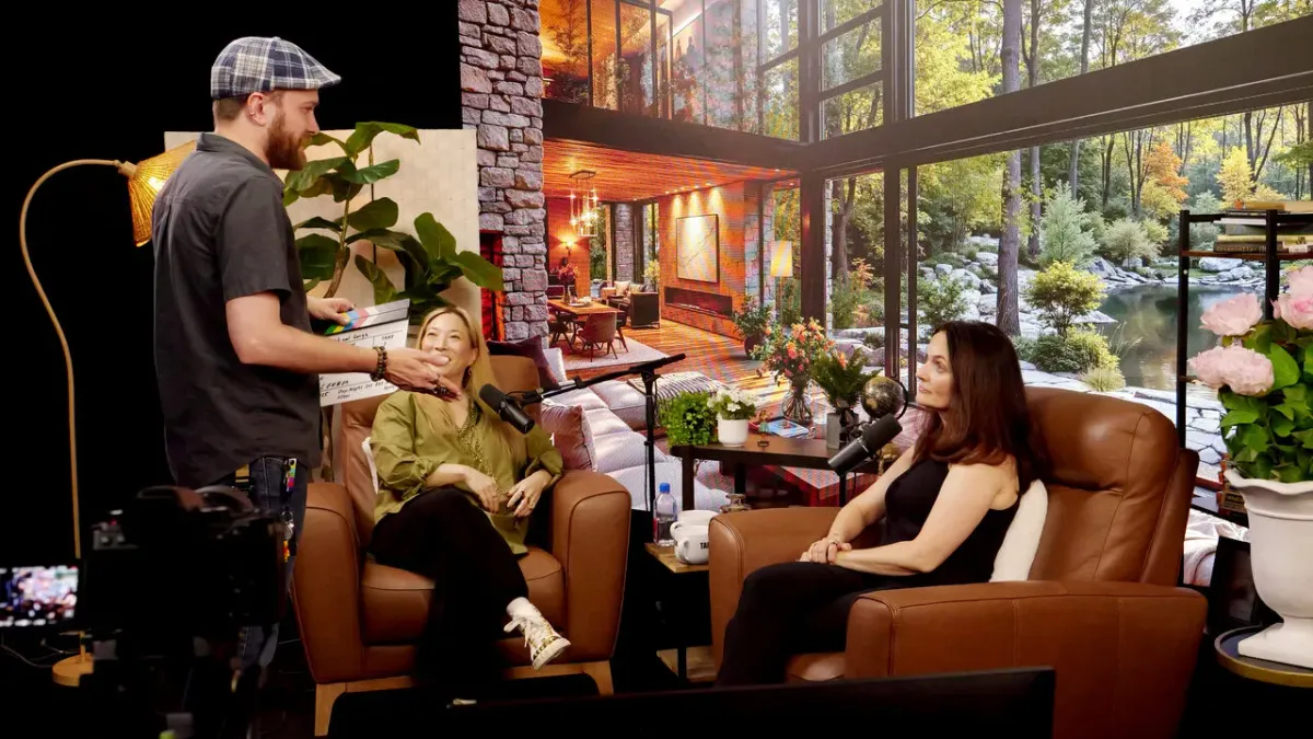 Behind-the-scenes of an interview production at The Lounge studio Las Vegas
