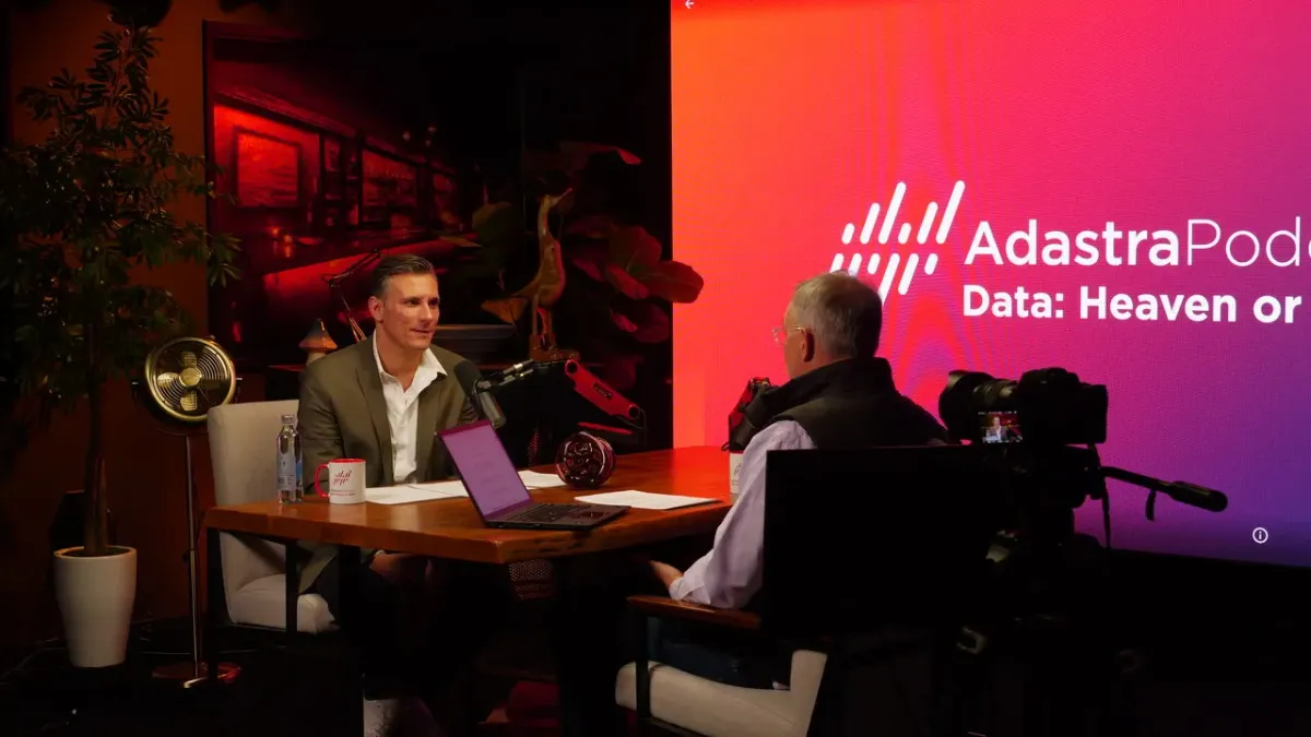 Adastra Podcast recorded at The Roundtable studio with gradient LED wall Sin City Podcast Studios Las Vegas