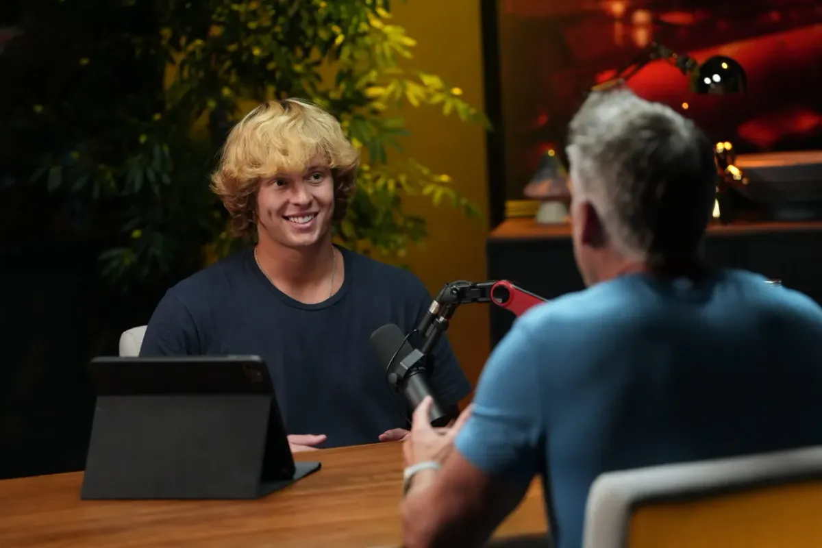 Podcast guest smiling at The Roundtable studio interview Las Vegas