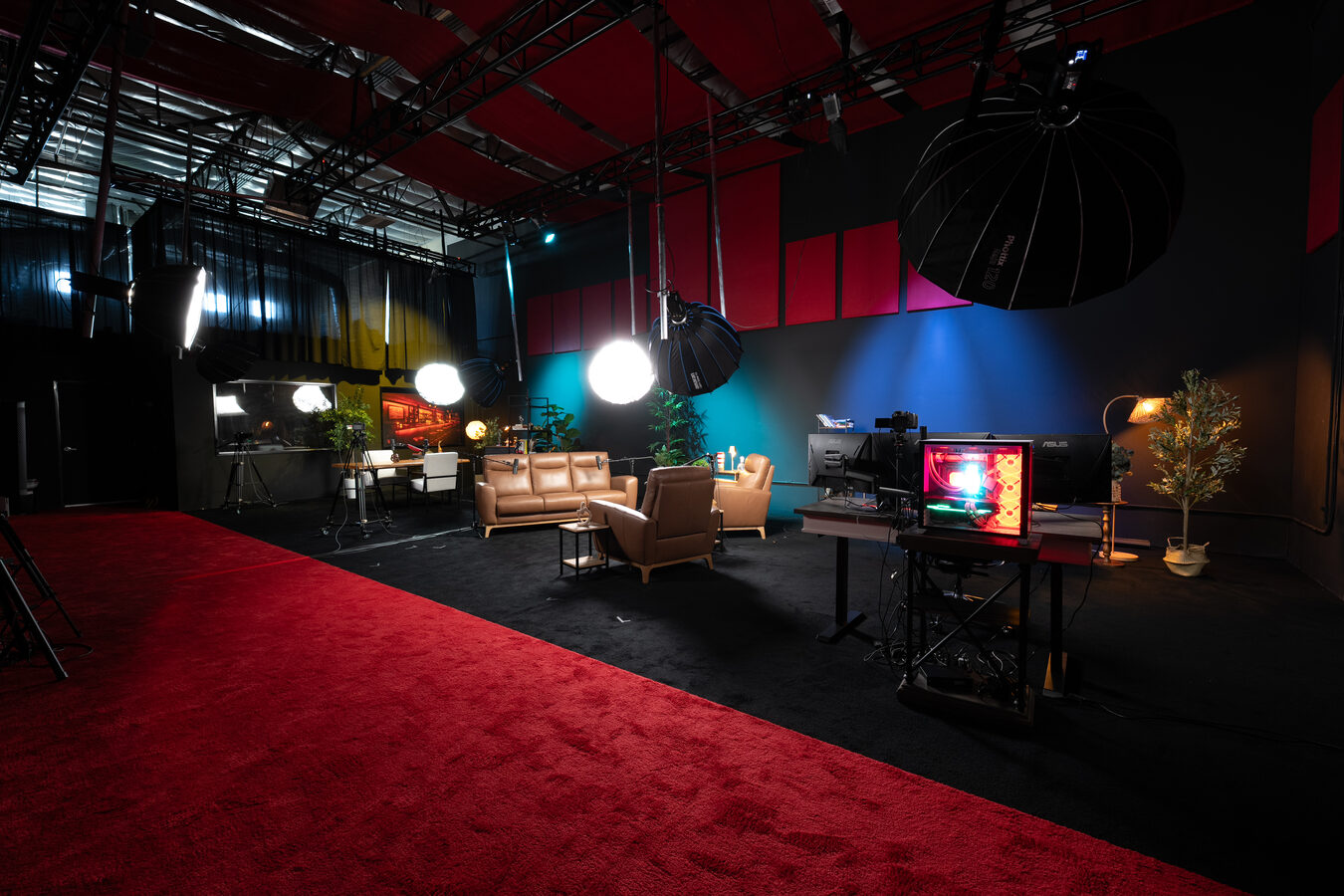 Sin City Podcast Studios facility with red carpet